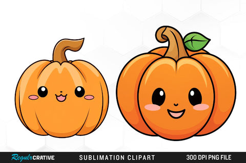 Autumns Cute Pumpkin Clipart Bundle Sublimation Regulrcrative 