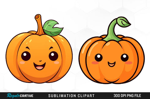 Autumns Cute Pumpkin Clipart Bundle Sublimation Regulrcrative 