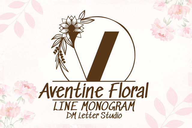 Aventine Floral Line Monogram Font Dm Letter Studio 