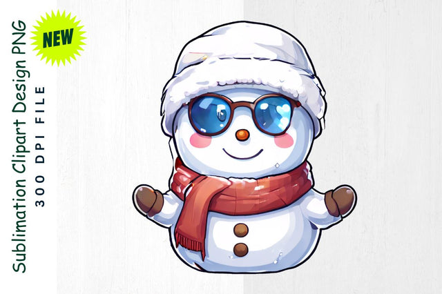 Aviator Snowman Holding Snowflake Sublimation Clipart Sublimation Regulrcrative 