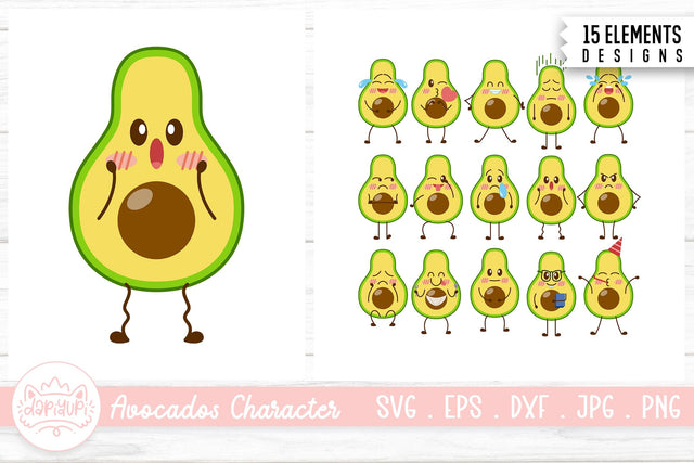 Avocado Character Emoji | Avocado Clipart Design Bundle SVG dapiyupi store 