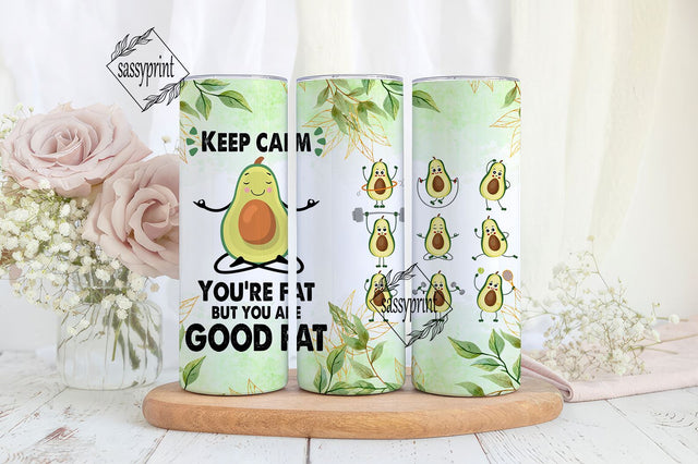 Avocado Tumbler Cup 20oz Stainless Steel Travel Mug With Lid Cute Avocado Exercise Yoga Cups, Design Straight & Tapered Tumbler PNG, Digital Download Sublimation sassyprint 