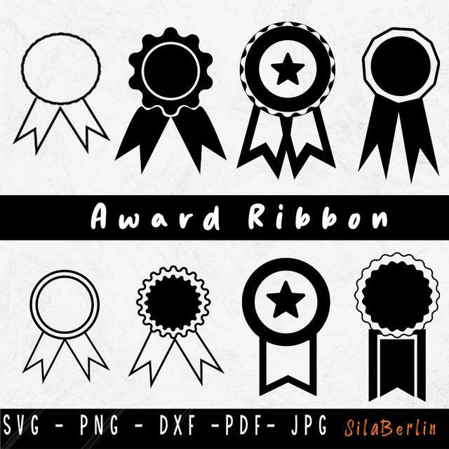 Award SVG, Trophy Svg, Award Ribbon Cricut, Gold Medal Svg, Trophies Vector, Award Symbols Bundle, Award Svg, Ribbon Cut File SVG SilaBerlin 