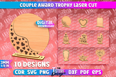 Award Trophy Laser Cut Bundle | Couple Award Trophy | Laser Cut Design | CNC Files SVG The T Store Design 