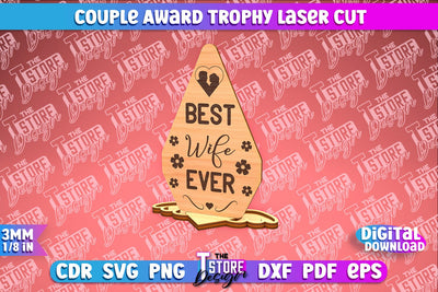 Award Trophy Laser Cut | Couple Award Trophy | Laser Cut Design | CNC File SVG The T Store Design 