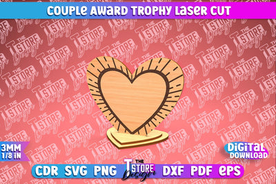 Award Trophy Laser Cut | Couple Award Trophy | Laser Cut Design | CNC File SVG The T Store Design 