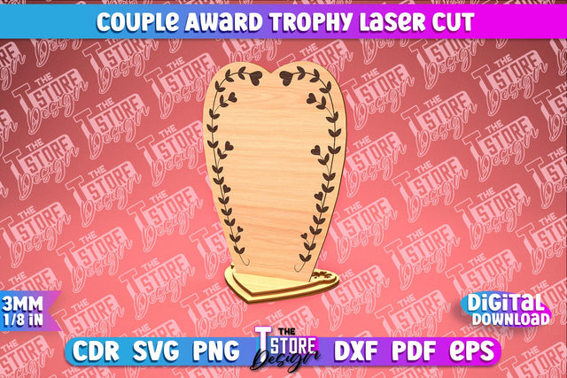 Award Trophy Laser Cut | Couple Award Trophy | Laser Cut Design | CNC File SVG The T Store Design 