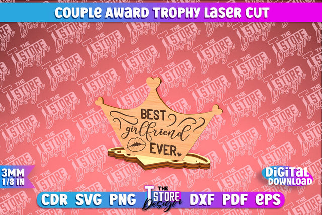 Award Trophy Laser Cut | Couple Award Trophy | Laser Cut Design | CNC File SVG The T Store Design 