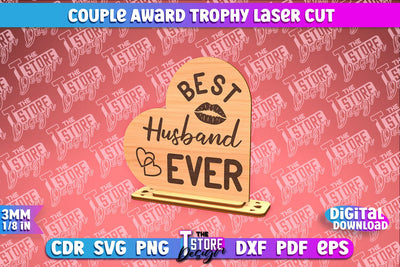 Award Trophy Laser Cut | Couple Award Trophy | Laser Cut Design | CNC File SVG The T Store Design 