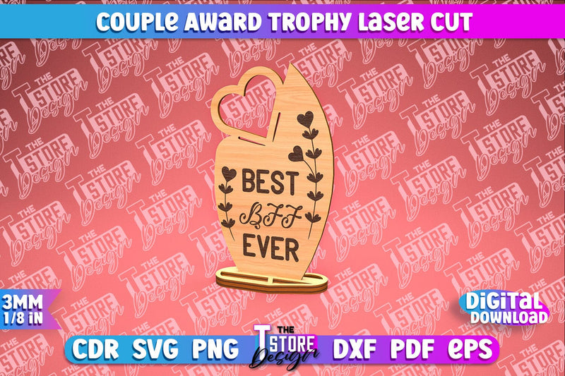 Award Trophy Laser Cut | Couple Award Trophy | Laser Cut Design | CNC File SVG The T Store Design 