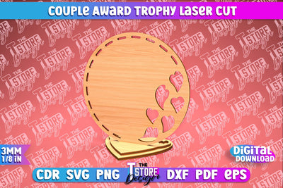 Award Trophy Laser Cut | Couple Award Trophy | Laser Cut Design | CNC File SVG The T Store Design 