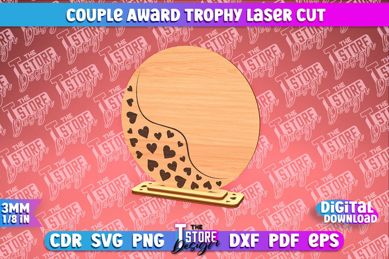 Award Trophy Laser Cut | Couple Award Trophy | Laser Cut Design | CNC File SVG The T Store Design 