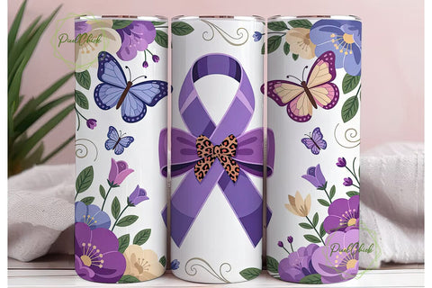Awareness Ribbon Butterfly Tumbler Wrap Sublimation PixelChick 