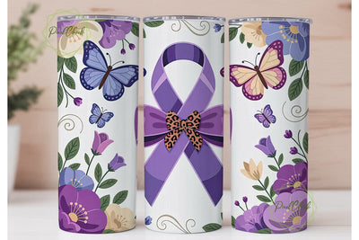 Awareness Ribbon Butterfly Tumbler Wrap Sublimation PixelChick 