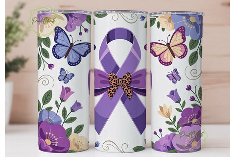 Awareness Ribbon Butterfly Tumbler Wrap Sublimation PixelChick 