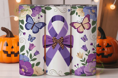 Awareness Ribbon Butterfly Tumbler Wrap Sublimation PixelChick 