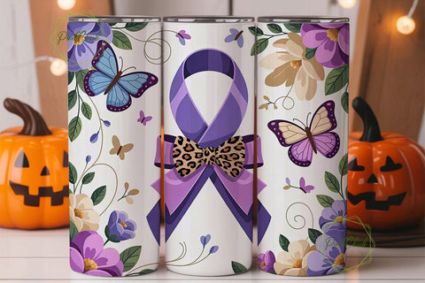 Awareness Ribbon Butterfly Tumbler Wrap Sublimation PixelChick 
