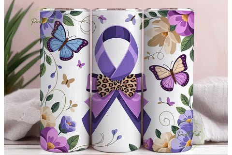 Awareness Ribbon Butterfly Tumbler Wrap Sublimation PixelChick 