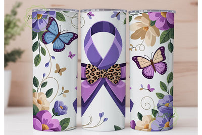 Awareness Ribbon Butterfly Tumbler Wrap Sublimation PixelChick 