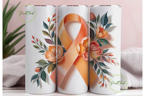 Awareness Ribbon Floral 20oz Tumbler Sublimation PixelChick 