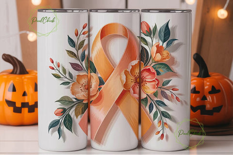 Awareness Ribbon Floral 20oz Tumbler Sublimation PixelChick 