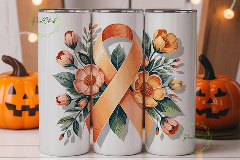 Awareness Ribbon Floral 20oz Tumbler Sublimation PixelChick 