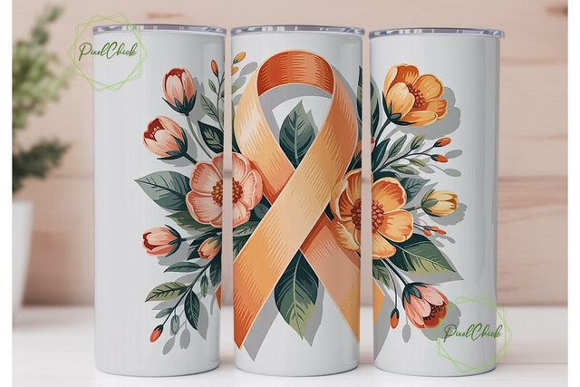 Awareness Ribbon Floral 20oz Tumbler Sublimation PixelChick 