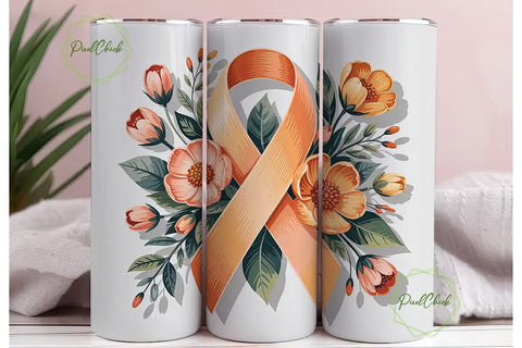 Awareness Ribbon Floral 20oz Tumbler Sublimation PixelChick 