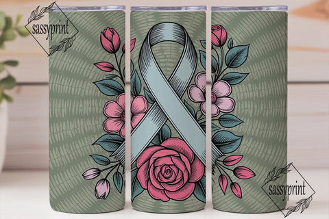Awareness Ribbon Floral 20oz Tumbler Sublimation sassyprint 