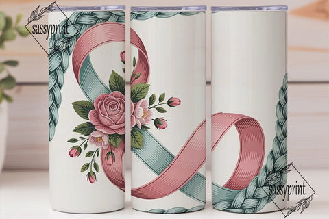 Awareness Ribbon Floral 20oz Tumbler Sublimation sassyprint 
