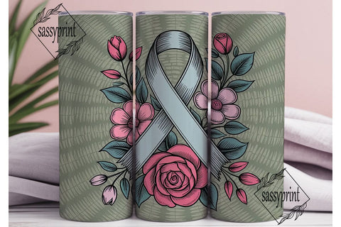 Awareness Ribbon Floral 20oz Tumbler Sublimation sassyprint 