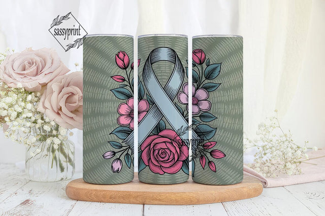 Awareness Ribbon Floral 20oz Tumbler Sublimation sassyprint 