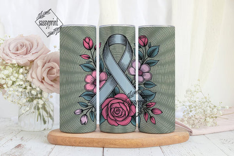 Awareness Ribbon Floral 20oz Tumbler Sublimation sassyprint 