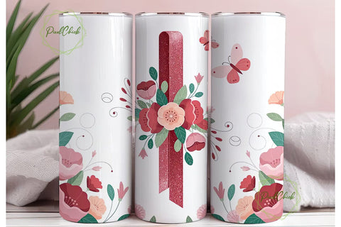 Awareness Ribbon Floral Tumbler Wrap Sublimation PixelChick 