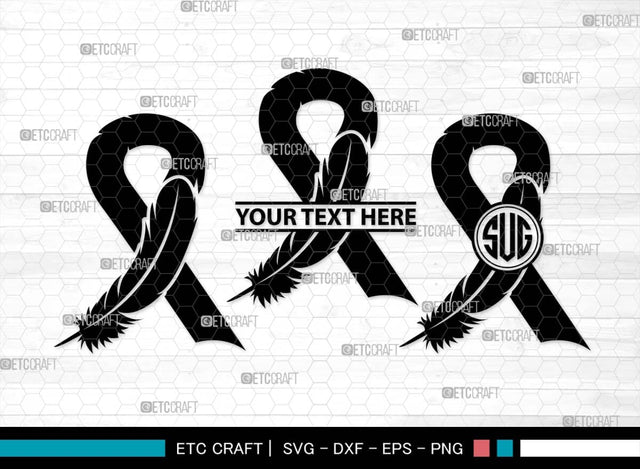 Awareness Ribbon Monogram, Awareness Ribbon Silhouette, Ribbon SVG, Feather Svg, Suicide Loss Svg, Cancer Svg, Breast Cancer Svg, Suicide Svg, Ribbon Bundle, SB00575 SVG ETC Craft 