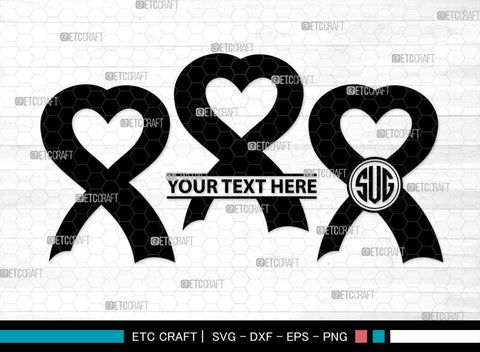 Awareness Ribbon Monogram, Awareness Ribbon Silhouette, Ribbon SVG, Feather Svg, Suicide Loss Svg, Cancer Svg, Breast Cancer Svg, Suicide Svg, Ribbon Bundle, SB00575 SVG ETC Craft 