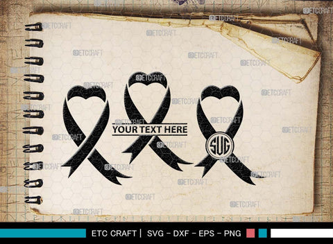 Awareness Ribbon Monogram, Awareness Ribbon Silhouette, Ribbon SVG, Feather Svg, Suicide Loss Svg, Cancer Svg, Breast Cancer Svg, Suicide Svg, Ribbon Bundle, SB00575 SVG ETC Craft 