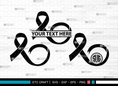 Awareness Ribbon Monogram, Awareness Ribbon Silhouette, Ribbon SVG, Feather Svg, Suicide Loss Svg, Cancer Svg, Breast Cancer Svg, Suicide Svg, Ribbon Bundle, SB00575 SVG ETC Craft 