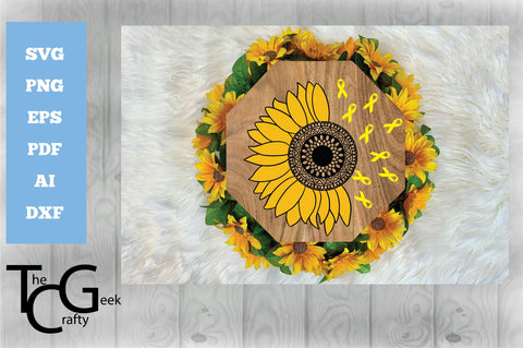 Awareness Ribbon Sunflower SVG SVG The Crafty Geek 