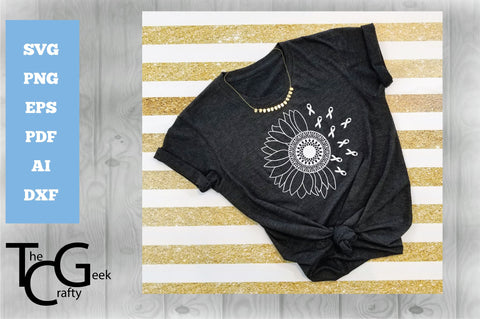 Awareness Ribbon Sunflower SVG SVG The Crafty Geek 