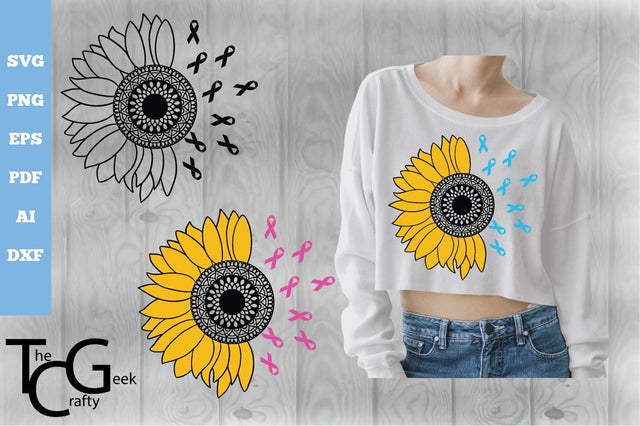 Awareness Ribbon Sunflower SVG SVG The Crafty Geek 