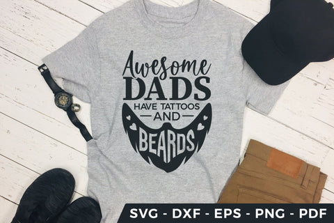 Awesome Dads Have Tattoos and Beards, Father's Day SVG SVG CraftLabSVG 