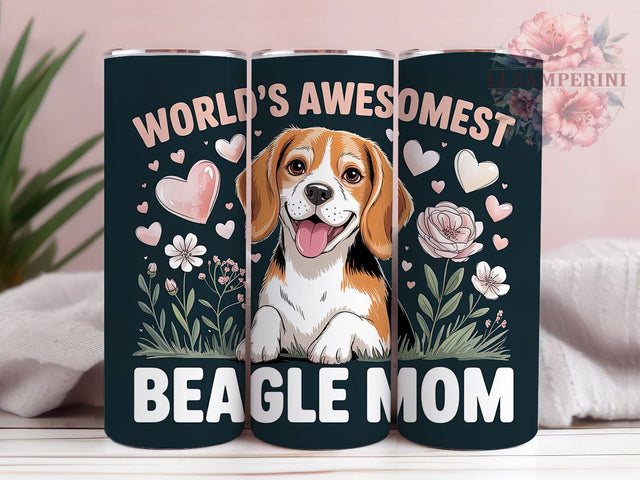 Awesomest Beagle Mom 20oz Tumbler, World's Awesomest Beagle Mom Quote, Beagle Lover Gift, Pet Lover Wrap, 20oz Tumbler Wrap, Sublimation Design PNG, Cute Beagle Wrap Sublimation Li Zamperini 