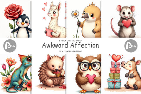 Awkward Affection Digital Paper Digital Pattern artnoy 