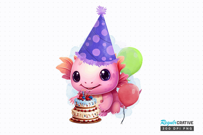Axolotl birthday clipart Sublimation Design Sublimation Regulrcrative 