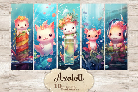 Axolotl Bookmarks Printable | Bookmark Bundle SVG GlamArtZhanna 