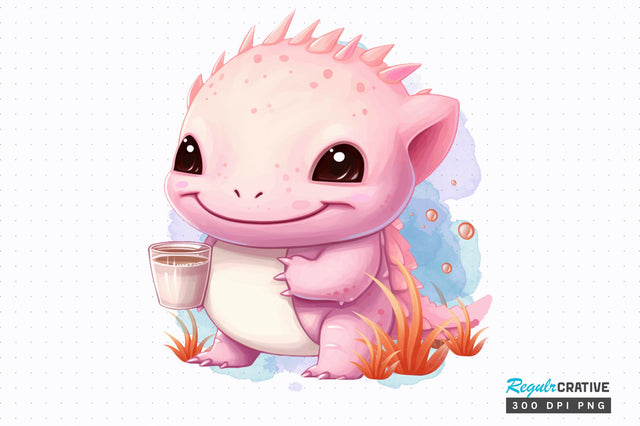 Axolotl Drink Coffee clipart Sublimation Design Sublimation Regulrcrative 