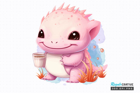 Axolotl Drink Coffee clipart Sublimation Design Sublimation Regulrcrative 