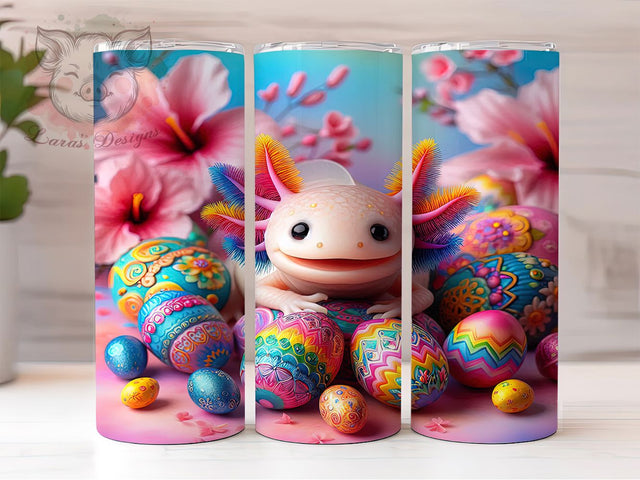 Axolotl Easter Eggs 20oz Tumbler, Axolotl Design, Seamless Wrap, 20oz Tumbler Wrap, Sublimation PNG, Cute Holiday Cup, Spring Gift Sublimation Lara' s Designs 