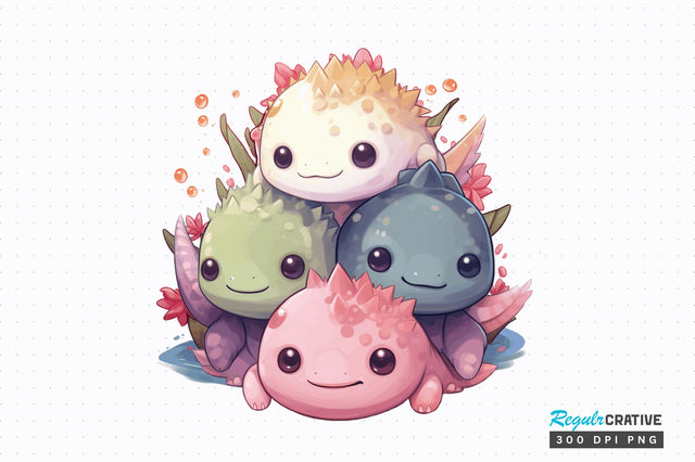 Axolotl pile clipart Sublimation Design Sublimation Regulrcrative 